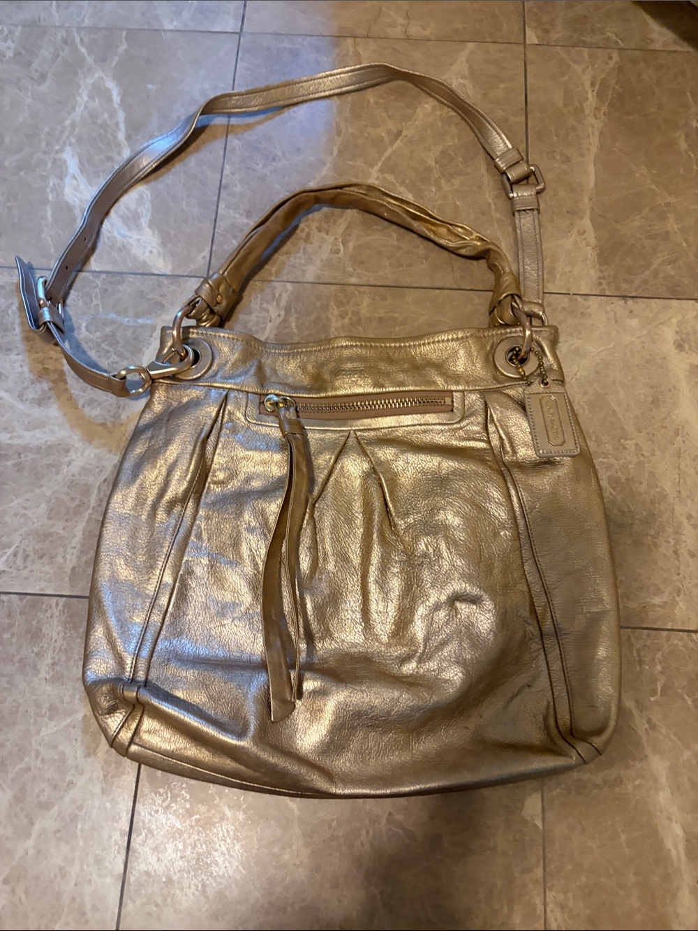 Coach Metallic Gold Leather Shoulder Bag